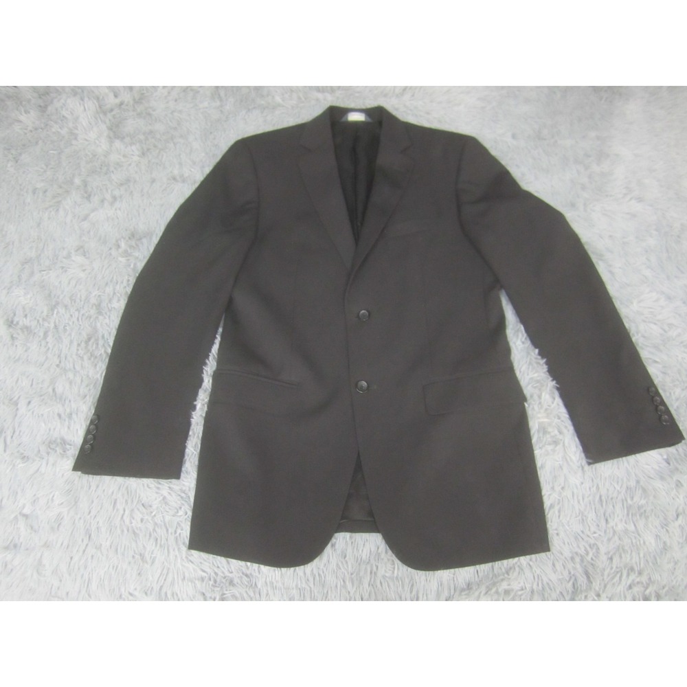 Pronto Uomo Mens Suit Jacket 40 Long Solid‎ Black Wool Dress Long Sleeve
